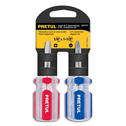DUO DESARMADORES 1/4X1 1/2" MANGO PVC PRETUL 21379