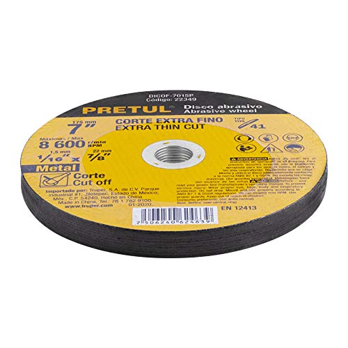 DISCO DE CORTE EXTRAFINO METAL 7"X1.5MM PRETUL 22349