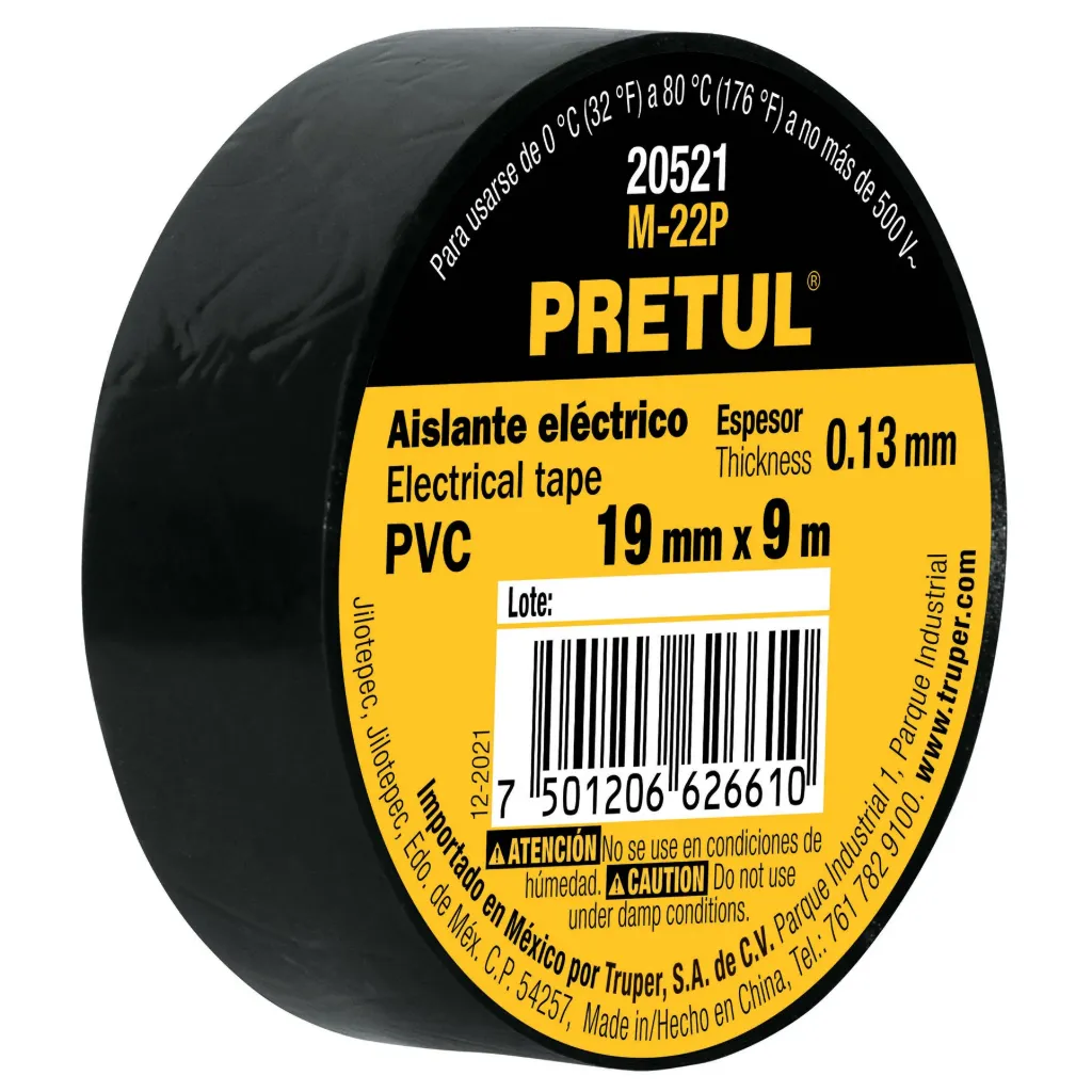 [20521] CINTA AISLAR NEGRA 19mm x 9m PRETUL (TRUPER) 20521